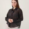 CAMICIA SEMITRASPARENTE CON STRASS - Black, TU