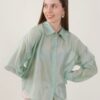CAMICIA SEMITRASPARENTE CON STRASS - Green, TU