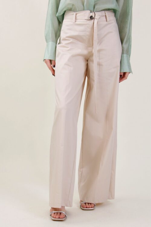 Alternative view of PANTALONI IN POPELINE CON CINTURA