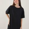 T-SHIRT OVERSIZE A TINTA UNITA - Nero, TU