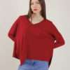 MAGLIA ASIMMETRICA A MANICHE LUNGHE SCOLLO A V - Bordeaux, TU