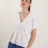 CARDIGAN A MANICHE CORTE IN TESSUTO A COSTINE - White, TU