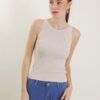 TOP IN TESSUTO A COSTINE - Beige, TU