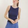 TOP IN TESSUTO A COSTINE - Blue, TU
