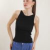 TOP IN TESSUTO A COSTINE - Black, TU