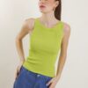 TOP IN TESSUTO A COSTINE - Green, TU