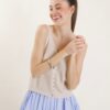 CANOTTA CON BOTTONCINI FRONTALI - Beige, TU
