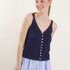 CANOTTA CON BOTTONCINI FRONTALI - Blue, TU