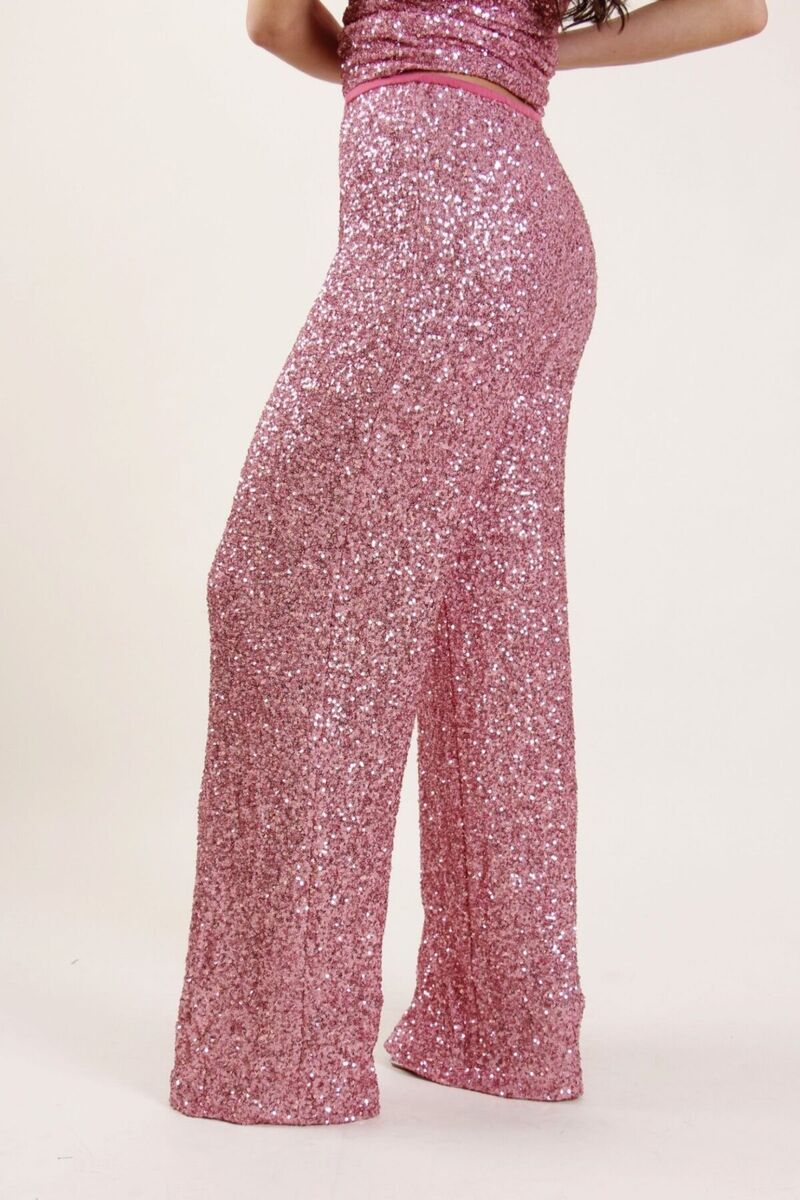 PANTALONI A PALAZZO CON PAILLETTES - Imagen 3
