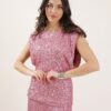 TOP MANICHE AD ALETTA CON PAILLETTES - Rose, L