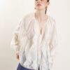 CAMICIA IN TENCEL CON ROUCHES - Bianco, TU
