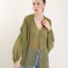BLUSA LEGGERA IN MISTO SETA - Verde oliva, TU