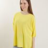 MAGLIA GIROCOLLO A MANICHE CORTE DAL TAGLIO ASIMMETRICO - Yellow, TU