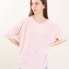 MAGLIA GIROCOLLO A MANICHE CORTE DAL TAGLIO ASIMMETRICO - Rose, TU