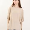 MAGLIA GIROCOLLO A MANICHE CORTE DAL TAGLIO ASIMMETRICO - Sand, TU