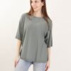 MAGLIA GIROCOLLO A MANICHE CORTE DAL TAGLIO ASIMMETRICO - Sage Green, TU