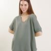 MAGLIA CON SCOLLO A V - Sage Green, TU