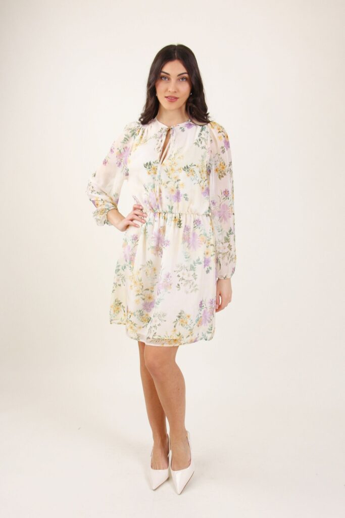 DRESS WITH FLORAL PATTERN AND BOW 