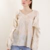 BLUSA SANGALLO CON VOLANT E MOTIVO FLOREALE - Cream, TU