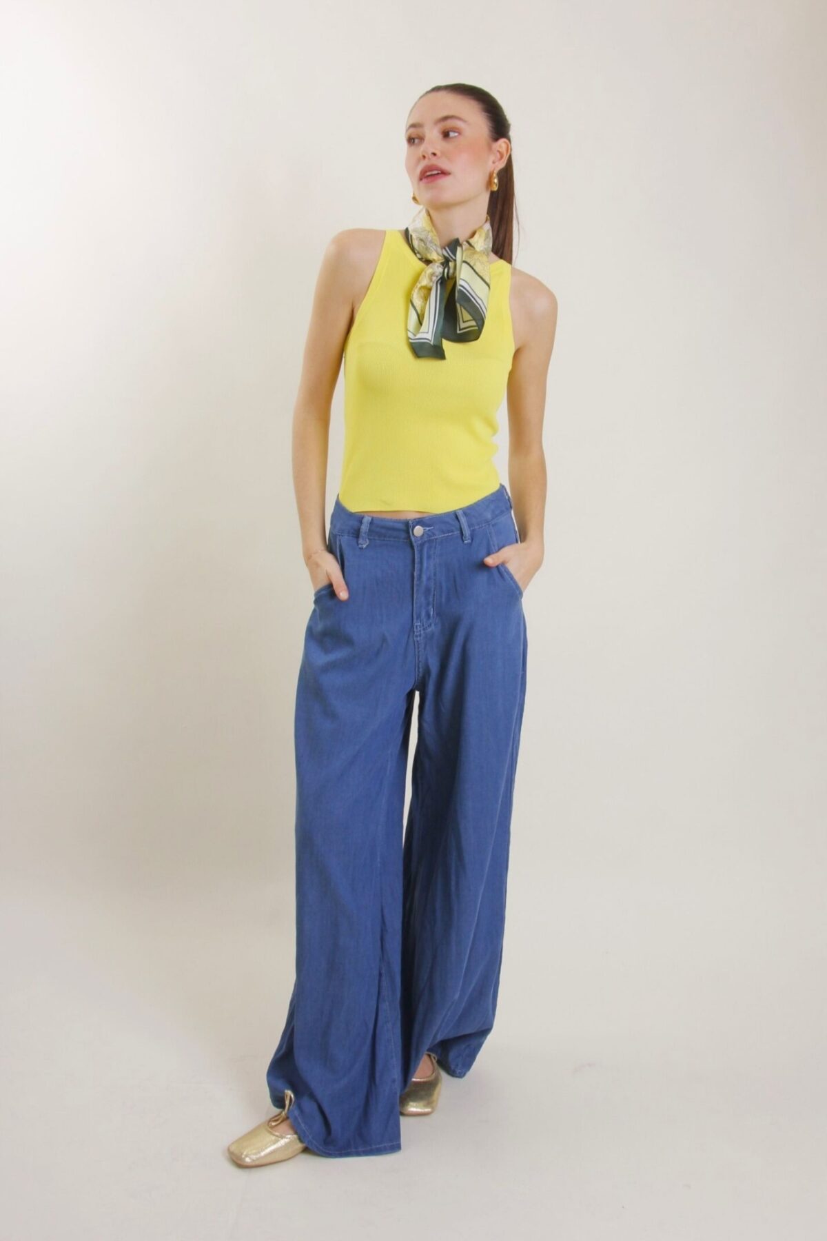JEANS LEGGERI WIDE LEG BLU SCURO