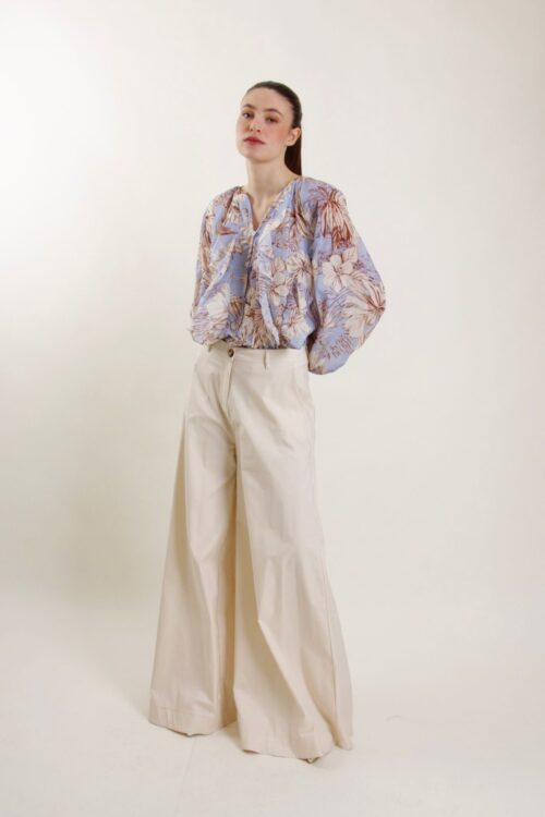 PANTALONI WIDE LEG IN COTONE