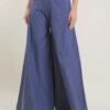 PANTALONI WIDE LEG IN COTONE - Blue, L