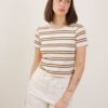 T-SHIRT CROP A RIGHE - Cream, TU