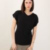 MAGLIA A MANICHE CORTE CON NODO LATERALE - Black, TU