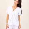 MAGLIA A MANICHE CORTE CON DETTAGLIO INCROCIATO SUL PETTO - White, TU
