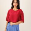 CROP TOP IN TESSUTO EFFETTO STROPICCIATO - India, TU