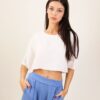 CROP TOP IN TESSUTO EFFETTO STROPICCIATO - Panna, TU