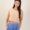 CROP TOP IN TESSUTO EFFETTO STROPICCIATO - Sabbia, TU