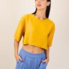 CROP TOP IN TESSUTO EFFETTO STROPICCIATO - Senape, TU