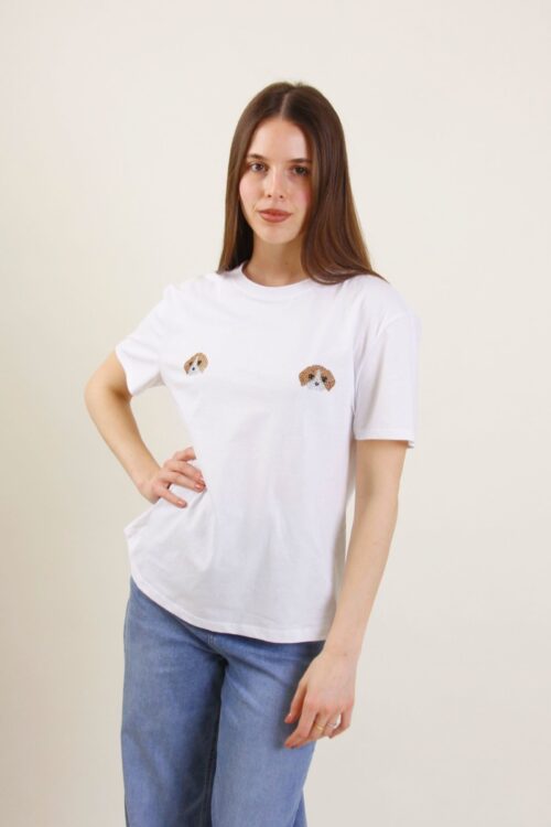 T-SHIRT CON DECORAZIONE CANE IN STRASS