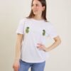 T-SHIRT CON AVOCADO IN STRASS - Bianco, TU