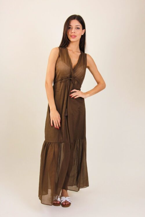 Alternative view of ABITO LUNGO SCOLLO A V SEMITRASPARENTE