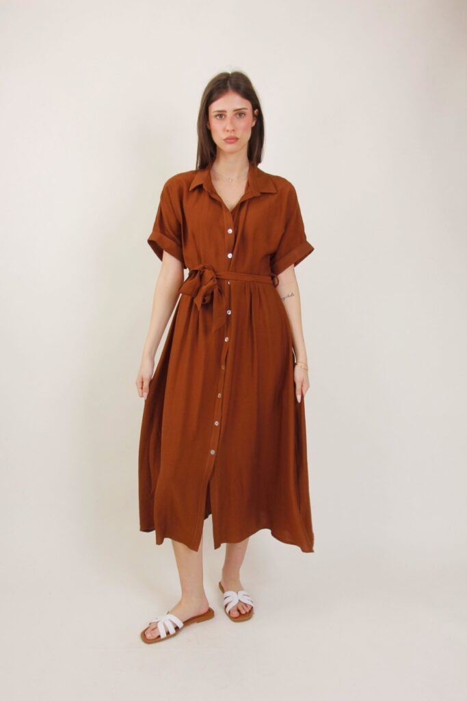 ABITO CHEMISIER LUNGO A MEZZA MANICA - Dark Brown, TU 