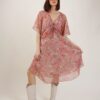ABITO FANTASIA FLOREALE SCOLLO A V - Rose, TU