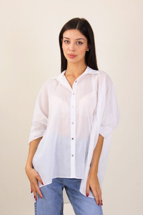 CAMICIA IN COTONE SEMITRASPARENTE