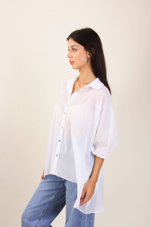 Alternative view of CAMICIA IN COTONE SEMITRASPARENTE
