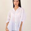 CAMICIA IN COTONE SEMITRASPARENTE - White, TU