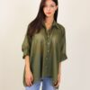 CAMICIA IN COTONE SEMITRASPARENTE - Militare, TU