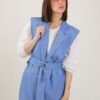 GILET CON SPALLINE IMBOTTITE E CINTURA - Azzurro, TU