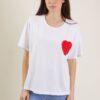T-SHIRT CON APPLICAZIONE CROCHET A FORMA DI CUORE - White, TU