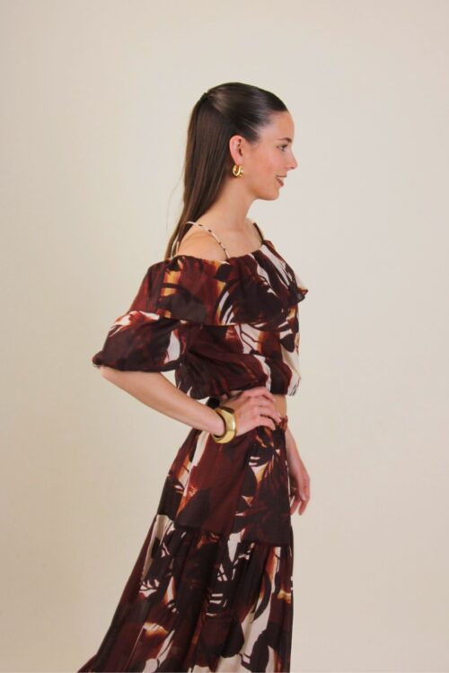 Alternative view of TOP CON SCOLLO ALLA BARDOT STAMPA TROPICALE