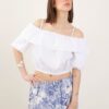 TOP CON SCOLLO ALLA BARDOT E SPALLINE - White, TU