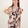 CAMICIA CON NODO FRONTALE FANTASIA FLOREALE - Burro, TU