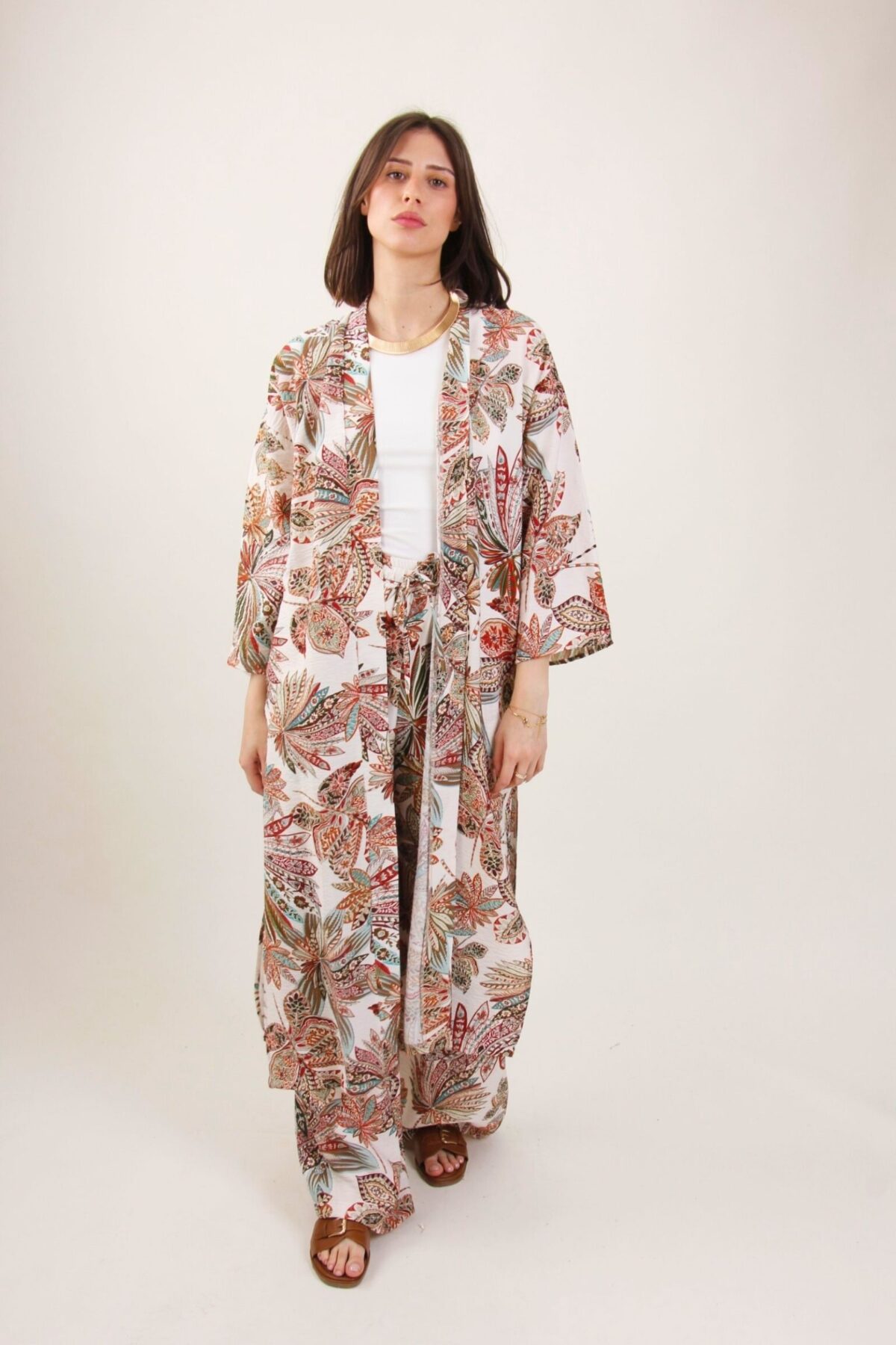 KIMONO LUNGO IN VISCOSA STAMPATA