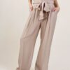 PANTALONI A PALAZZO IN VISCOSA CON FIOCCO - Beige, TU