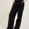 PANTALONI A PALAZZO IN VISCOSA CON FIOCCO - Nero, TU